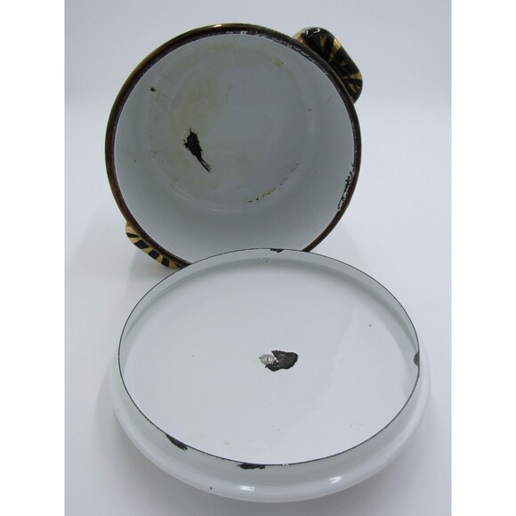 VTG MCM 2 qt Sauce Pot Georges Briard Ambrosia Pineapple Enamelware 60s Retro - Picture 6 of 16